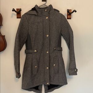 Women’s Grey Fit & Flare Hooded Coat